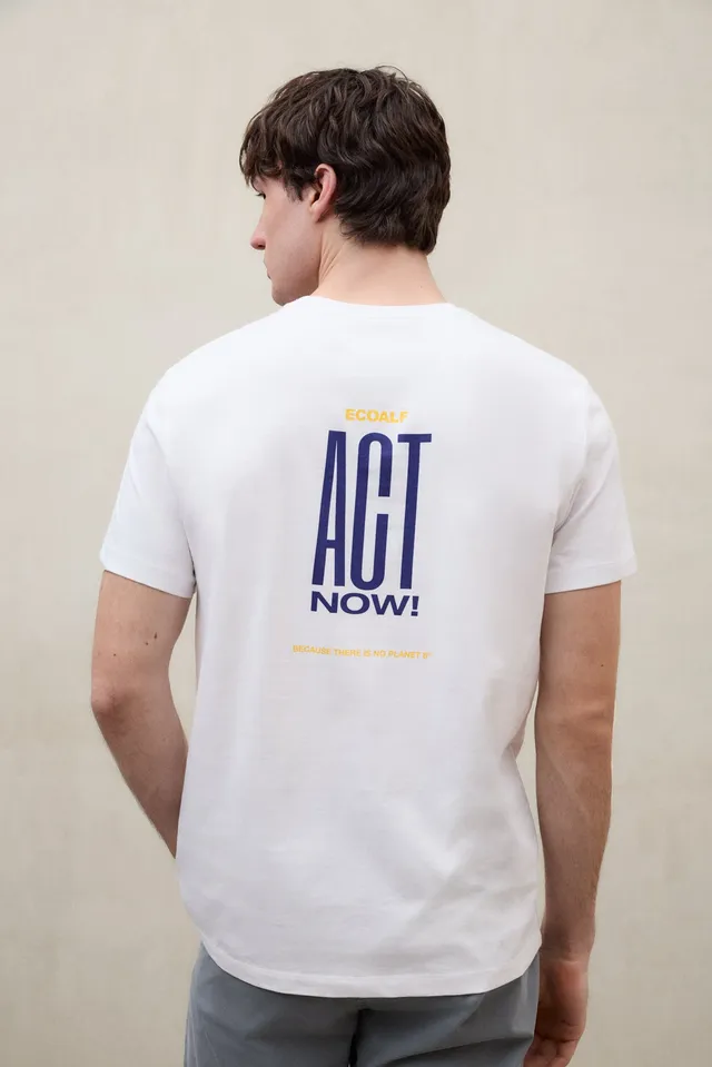 camiseta-act-blanca-de-hombre-ecoalf-100-algod-n-reciclado-estampado-desgastado image 1