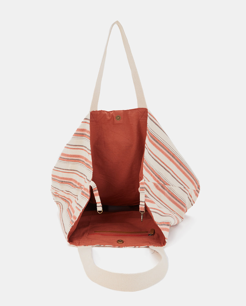 abbacino-bolsa-de-playa-algod-n-naranja-a-rayas-gran-capacidad image 5