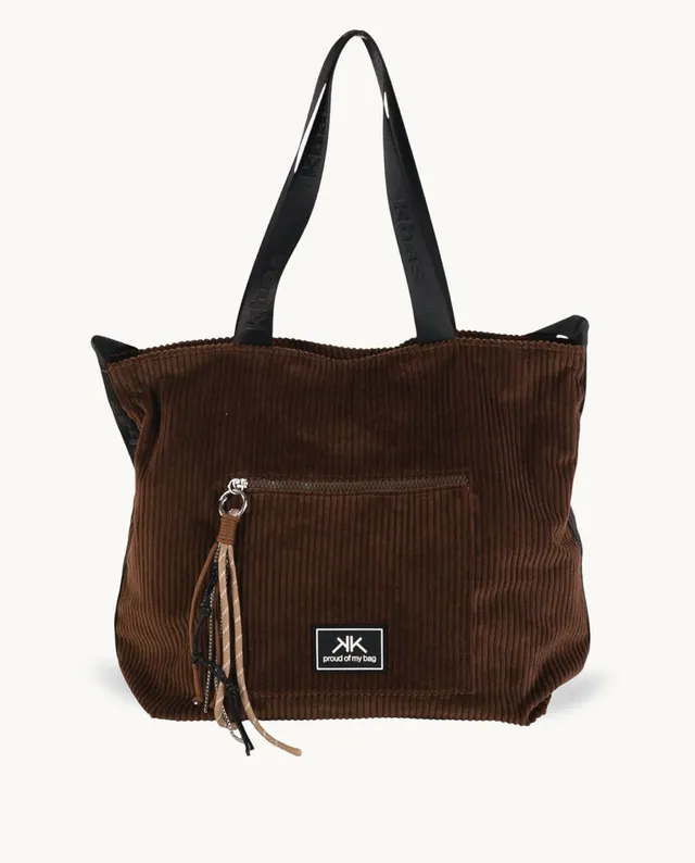 kbas-tote-de-pana-color-marr-n-bolso-grande-con-asa-y-bandolera image 1