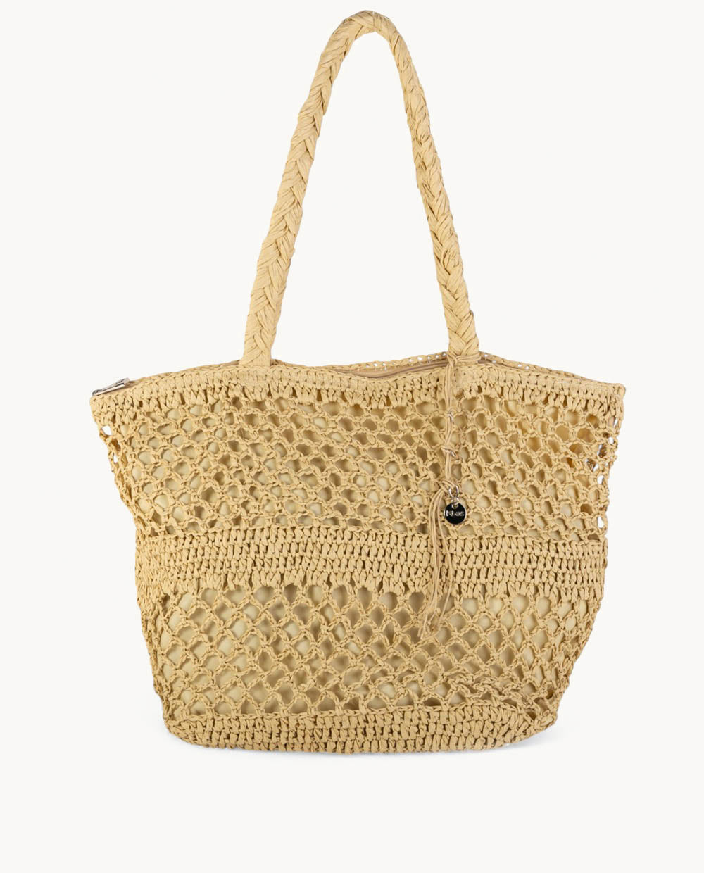 bolso-tote-de-fibra-natural-kbas-con-cremallera-color-crema image 1