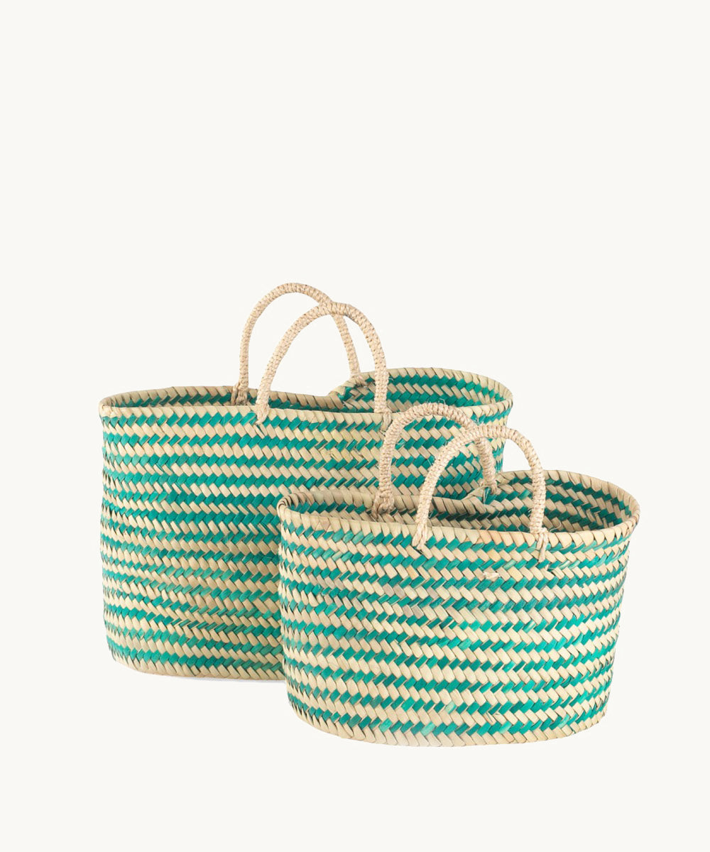kbas-juego-dos-capazos-palma-natural-multi-verde-bolsos-de-fibra-natural image 3