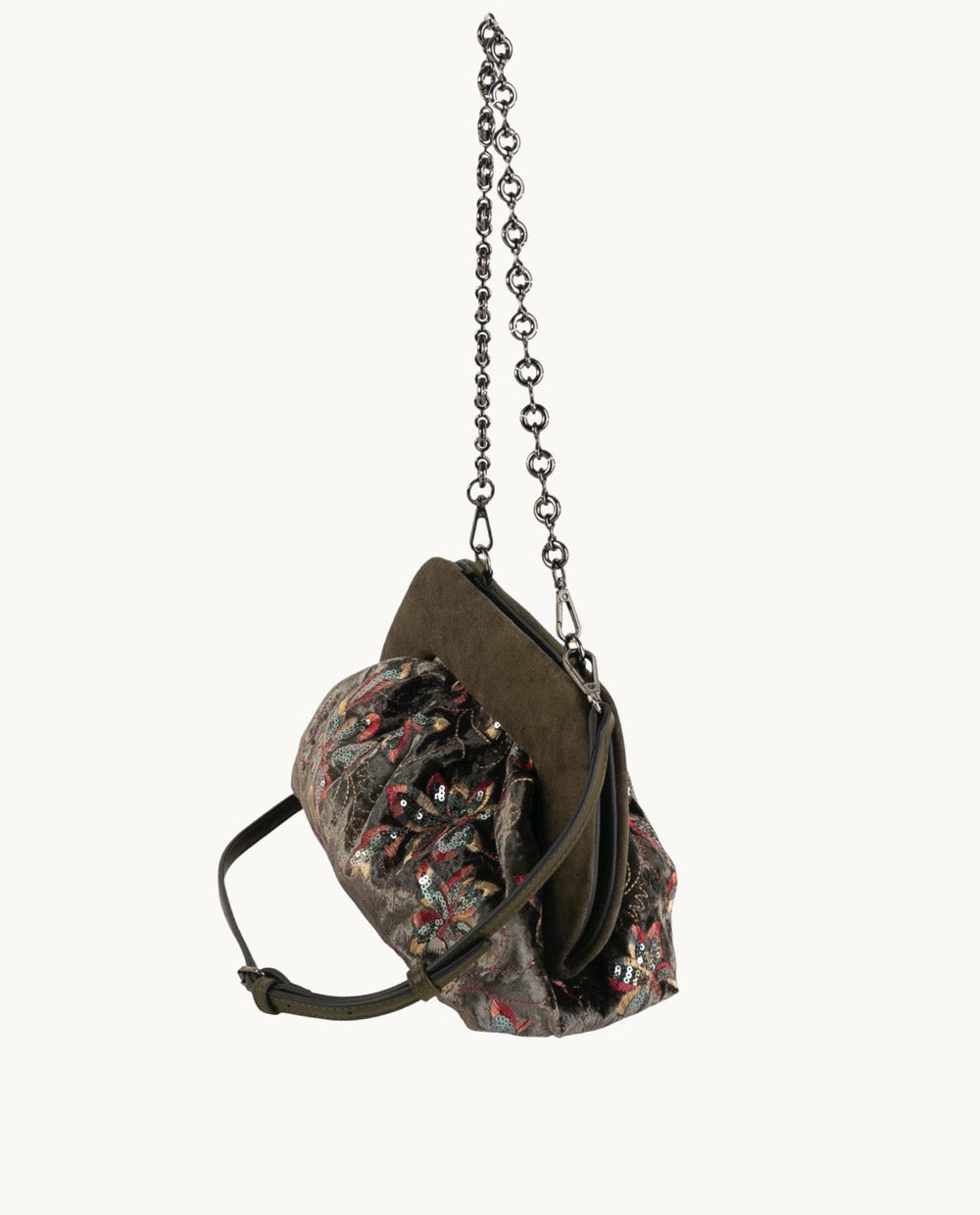 clutch-de-flores-de-textil-coctel-merito-color-kaki-bolso-de-mano-con-asa-de-hom image 2