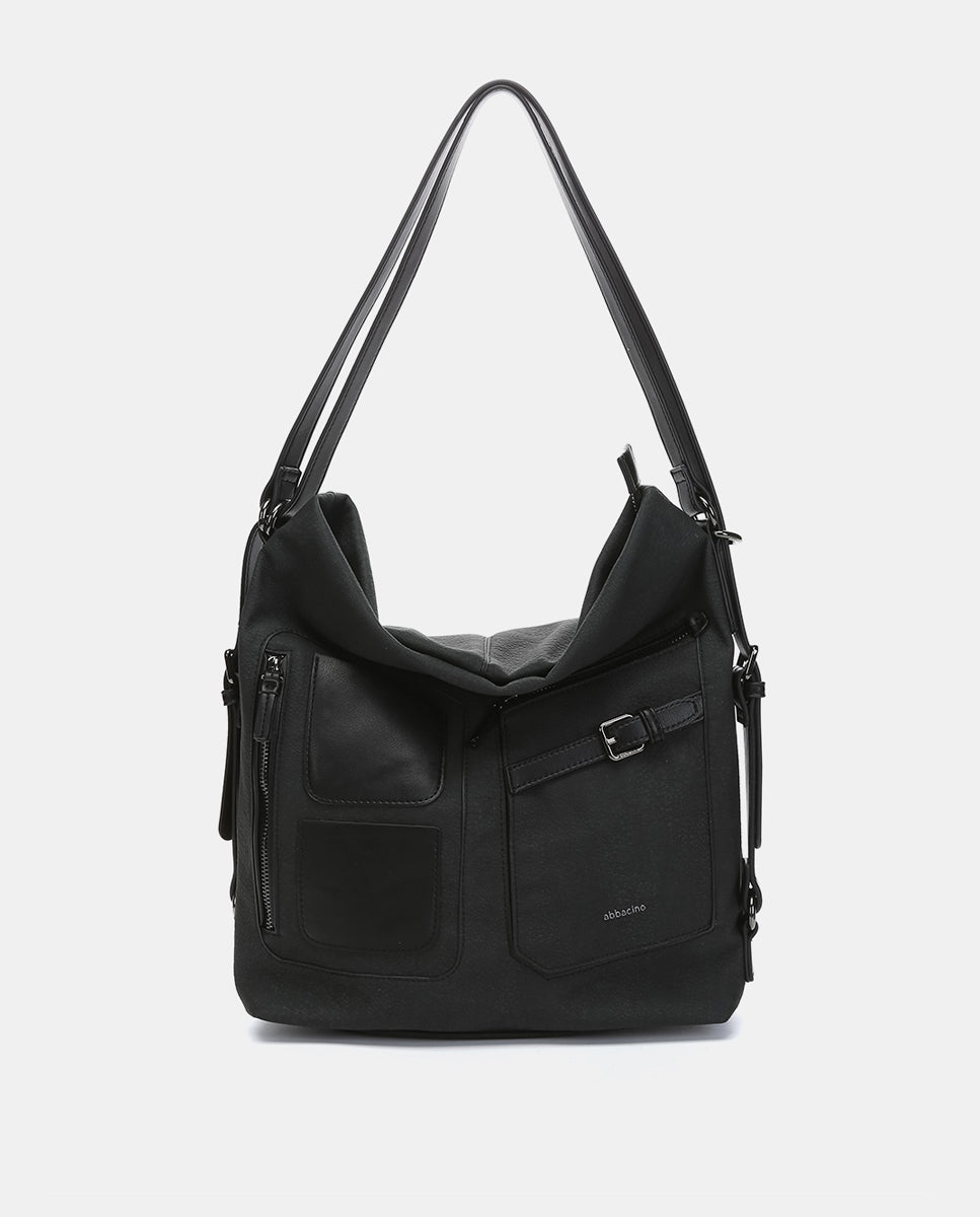 abbacino-bolso-multifuncional-reciclado-negro-convertible-mochila image 1