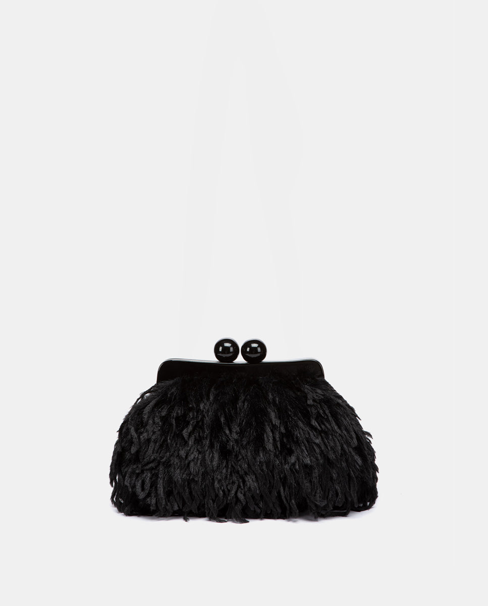 bolso-de-fiesta-abbacino-negro-con-efecto-plumas-asa-bandolera-ajustable image 1