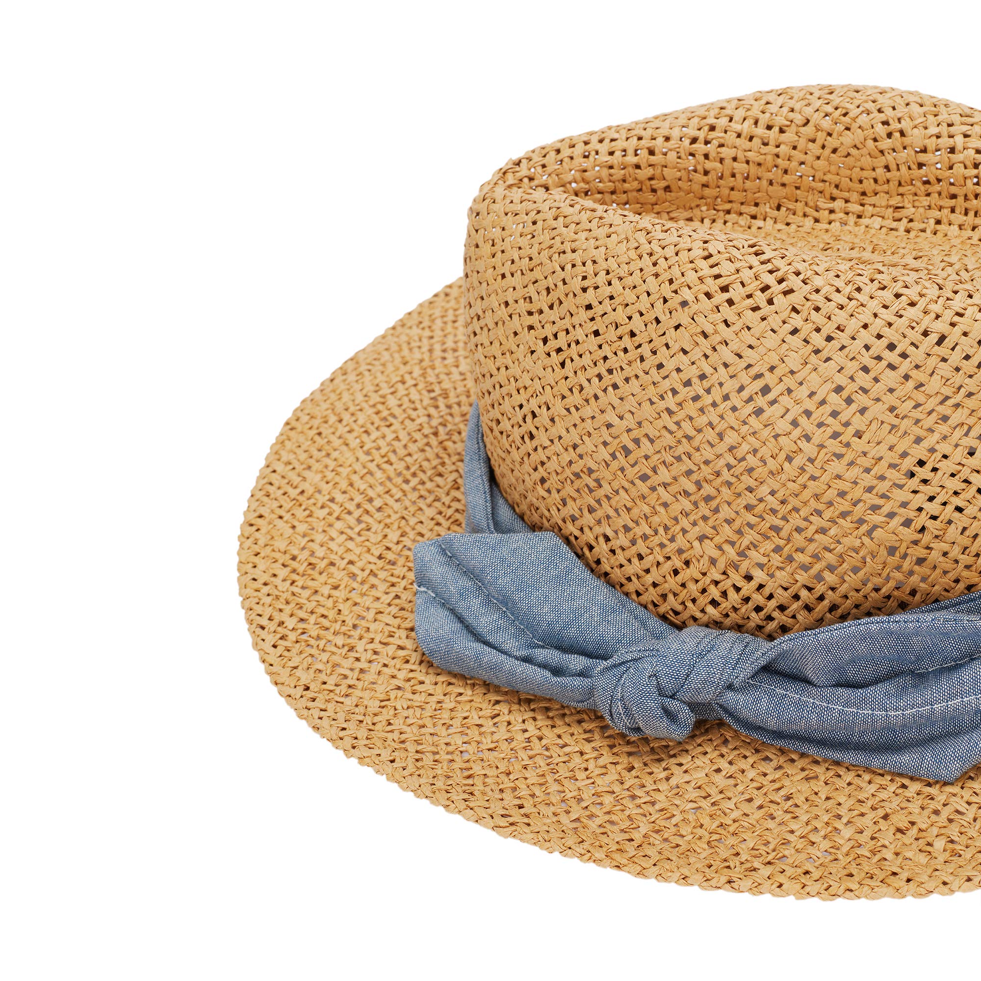 parfois-sombrero-trenzado-fedora-paja-de-papel-camel-con-cinta-a-contraste-mujer image 2