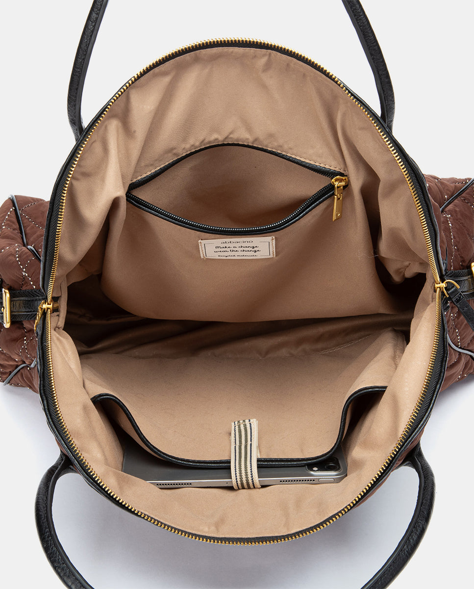 abbacino-bolso-de-mano-acolchado-marr-n-reciclado image 6