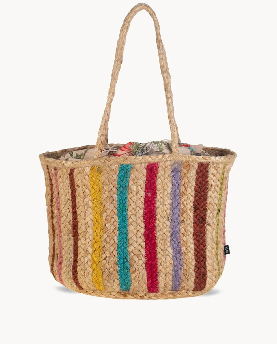 kbas-tote-de-yute-con-cierre-de-saco-multicolor-bolso-grande-ss26 image 1