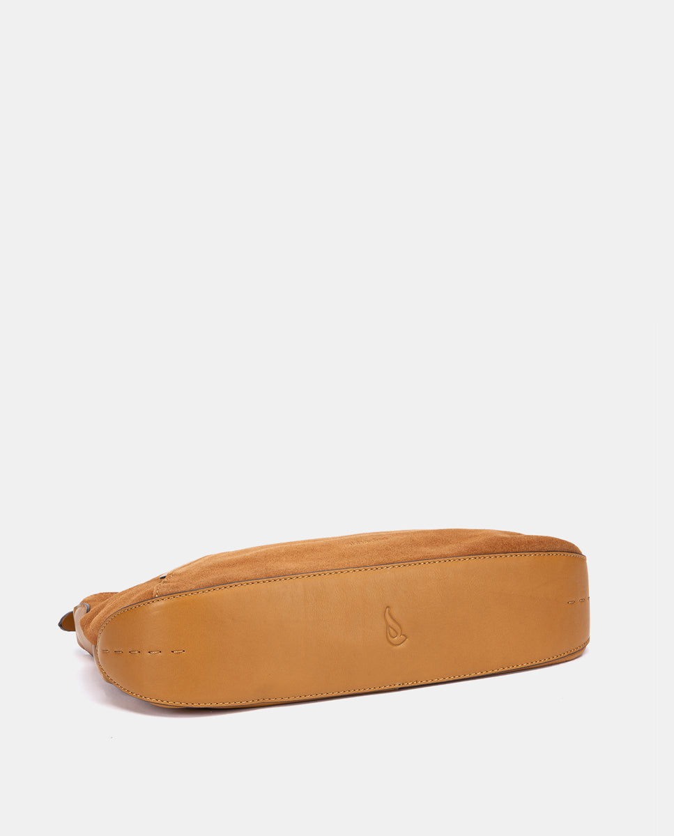 bandolera-abbacino-en-piel-lisa-y-serraje-cognac-asa-regulable-y-bolsillo-exteri image 4
