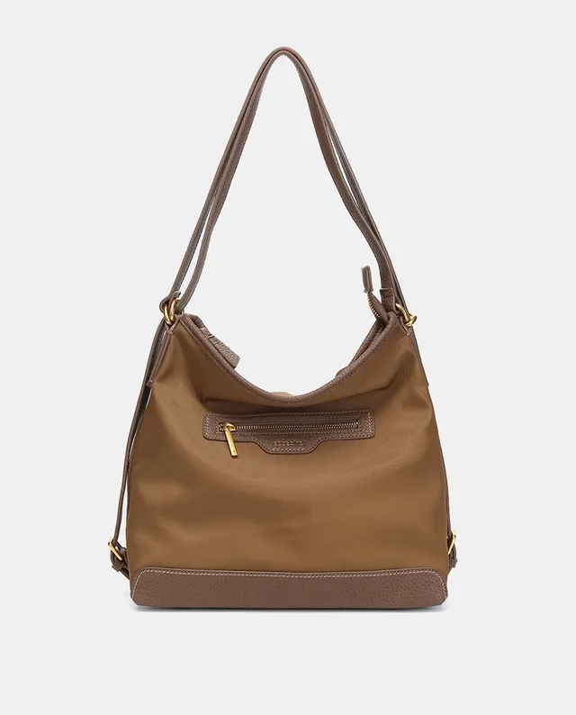 abbacino-bolso-multifuncional-camel-de-tejido-reciclado-convertible-a-mochila image 1