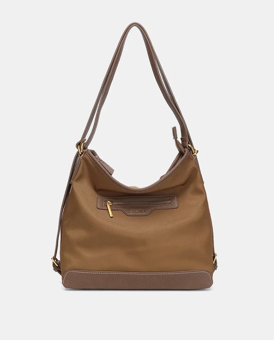 abbacino-bolso-multifuncional-camel-de-tejido-reciclado-convertible-a-mochila image 1