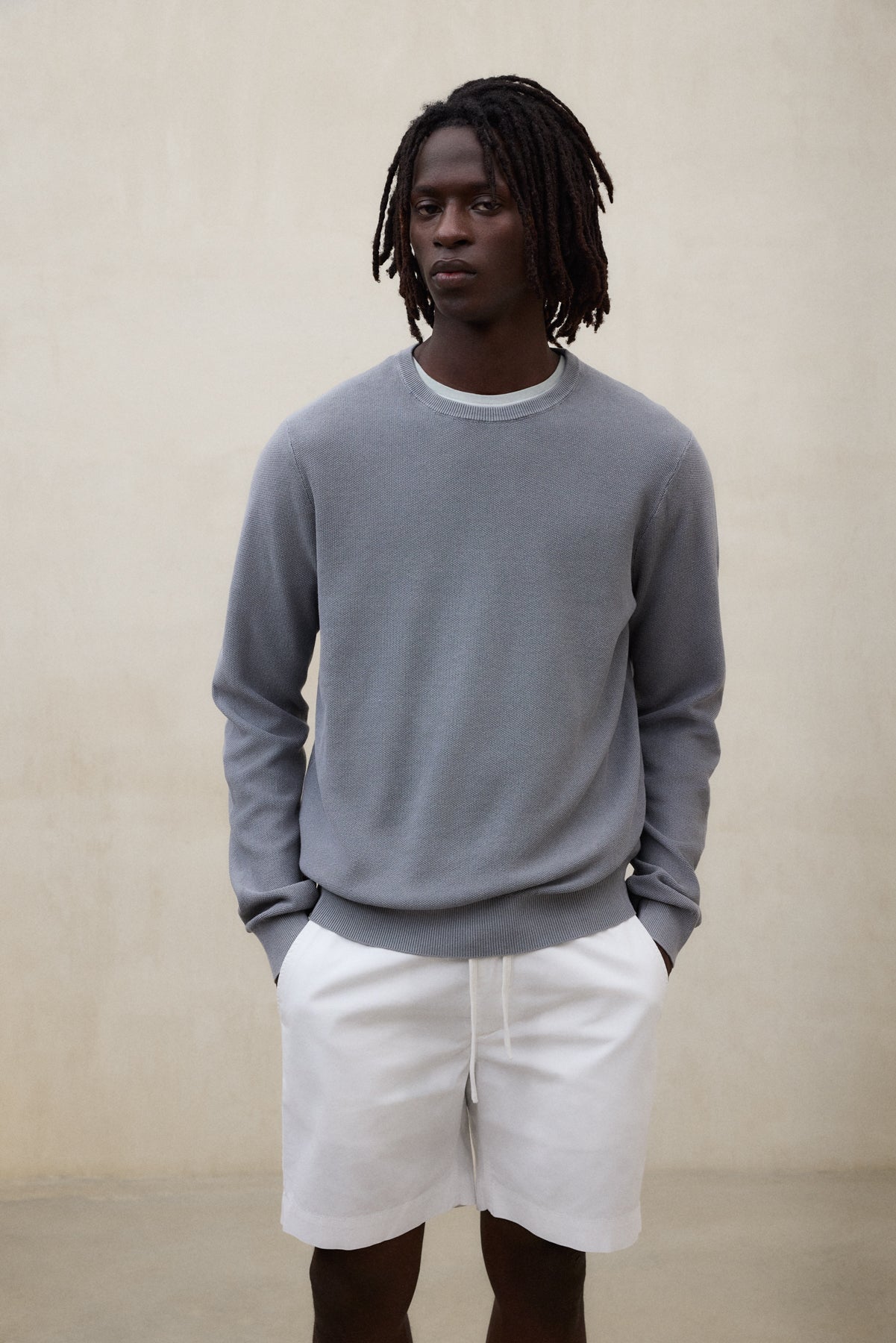 jersey-ecoalf-naranjo-gris-para-hombre image 2