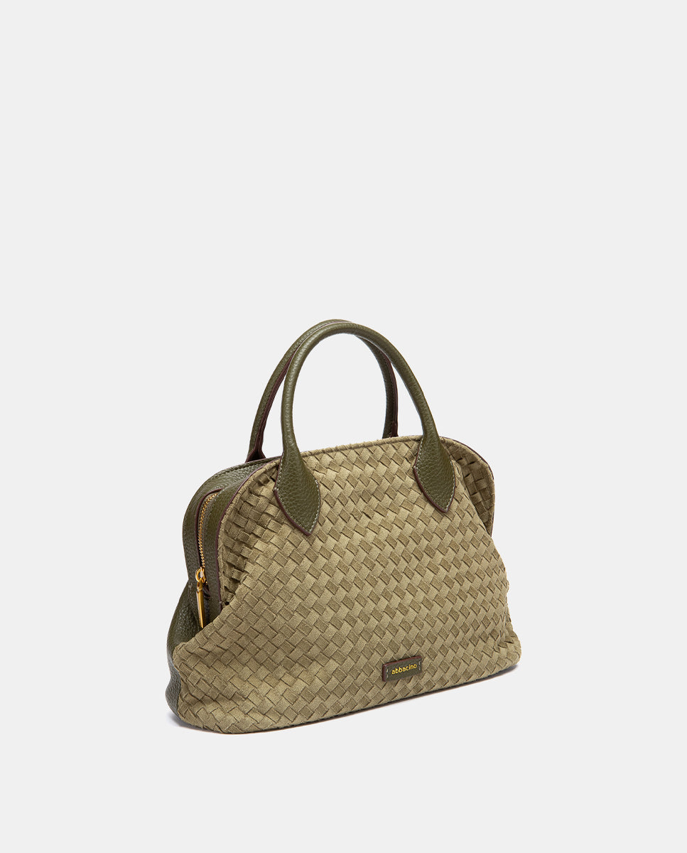 abbacino-bolso-de-mano-verde-trenzado-de-antelina-con-bandolera image 2