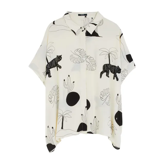 parfois-camisa-oversize-estampada-mujer-talla-nica-crudo image 1