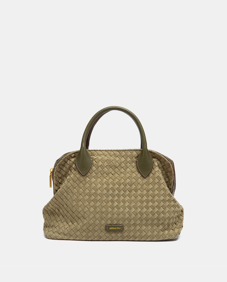 abbacino-bolso-de-mano-verde-trenzado-de-antelina-con-bandolera image 1