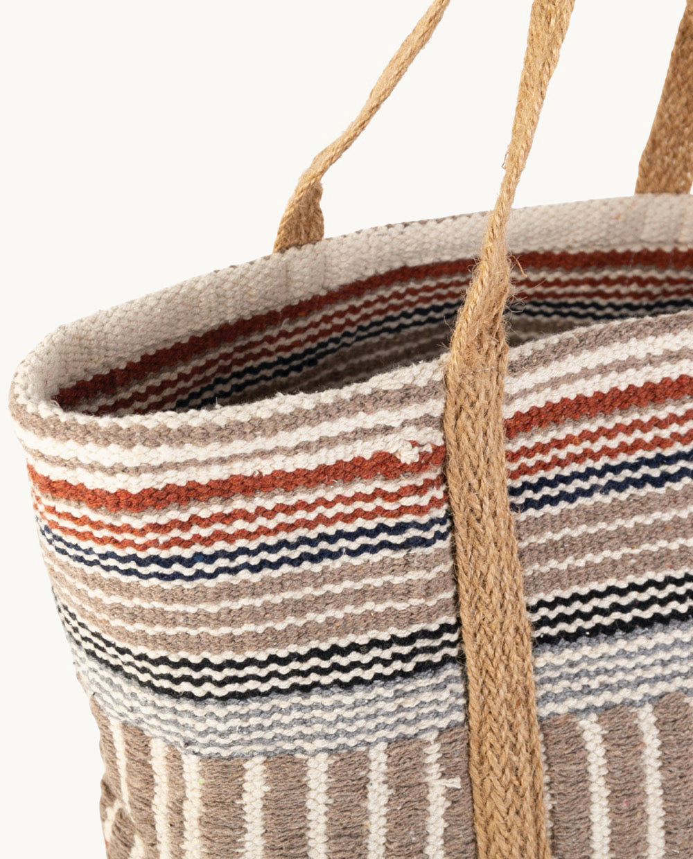 kbas-bolso-tote-de-algod-n-y-yute-con-estampado-de-rayas-color-marr-n-40-x-28-x- image 3