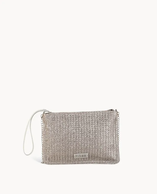 kbas-cartera-de-fibra-natural-color-plata-con-cremallera-30-x-3-x-21-cm image 1