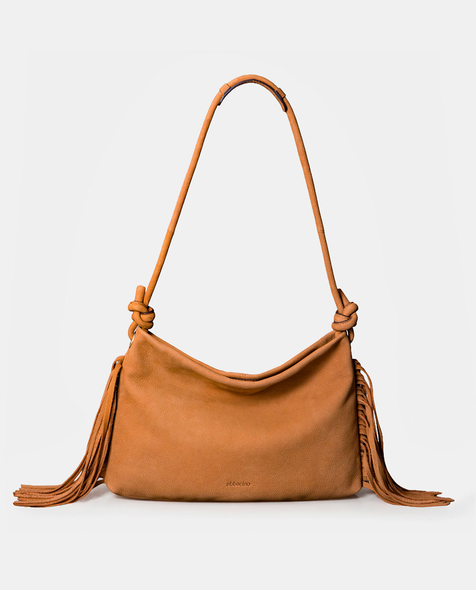 abbacino-bolso-de-hombro-piel-cognac-con-flecos-lua image 1