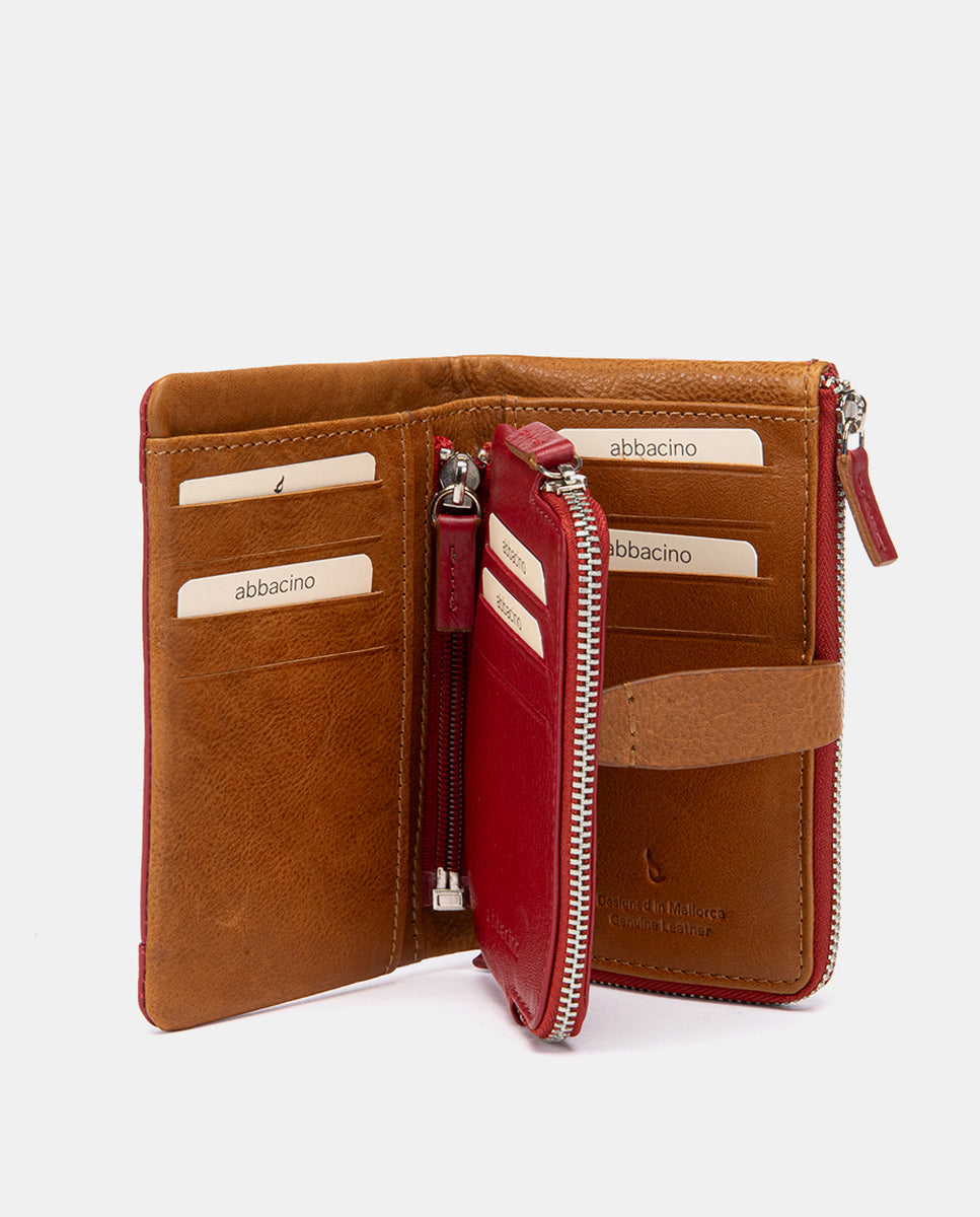 abbacino-cartera-mediana-mujer-piel-roja-troquelada image 2