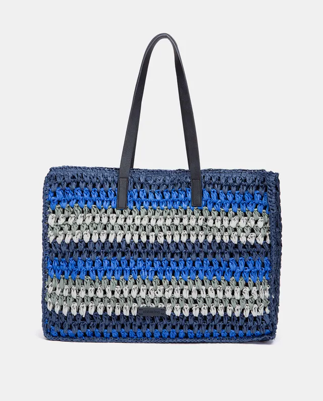 abbacino-capazo-de-rafia-a-rayas-azul-tipo-shopper image 1