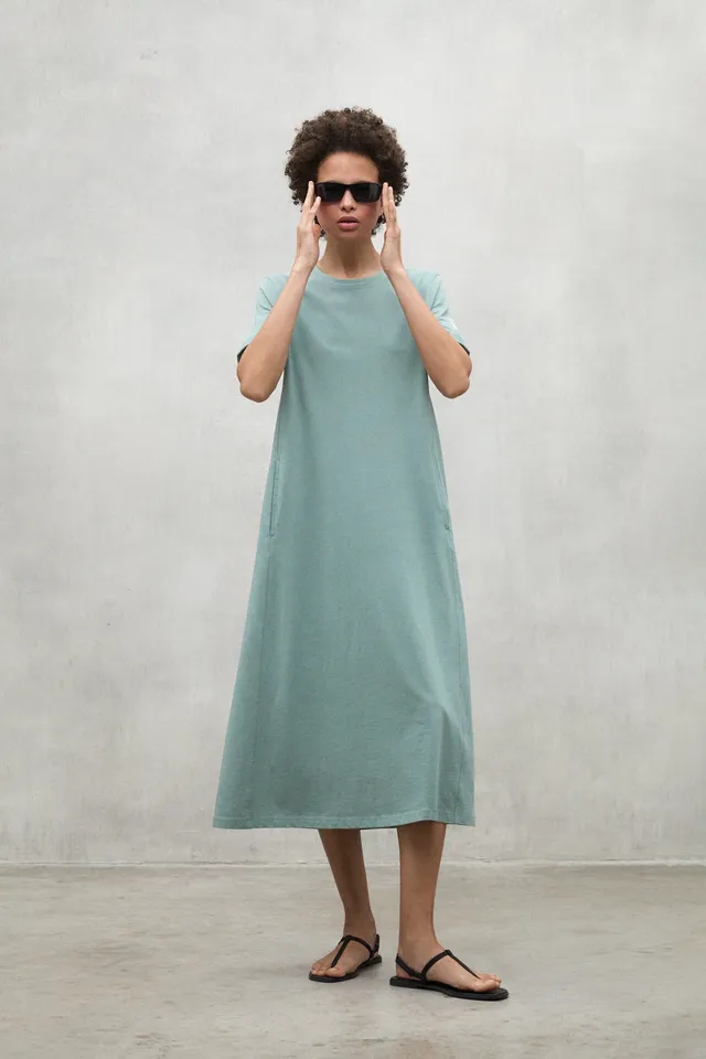 vestido-ecoalf-argento-verde-de-algod-n-org-nico-y-reciclado image 1