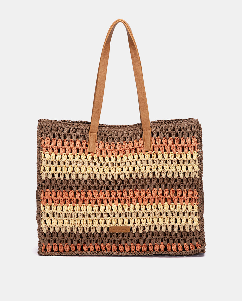 abbacino-capazo-rafia-a-rayas-cognac-shopper image 1