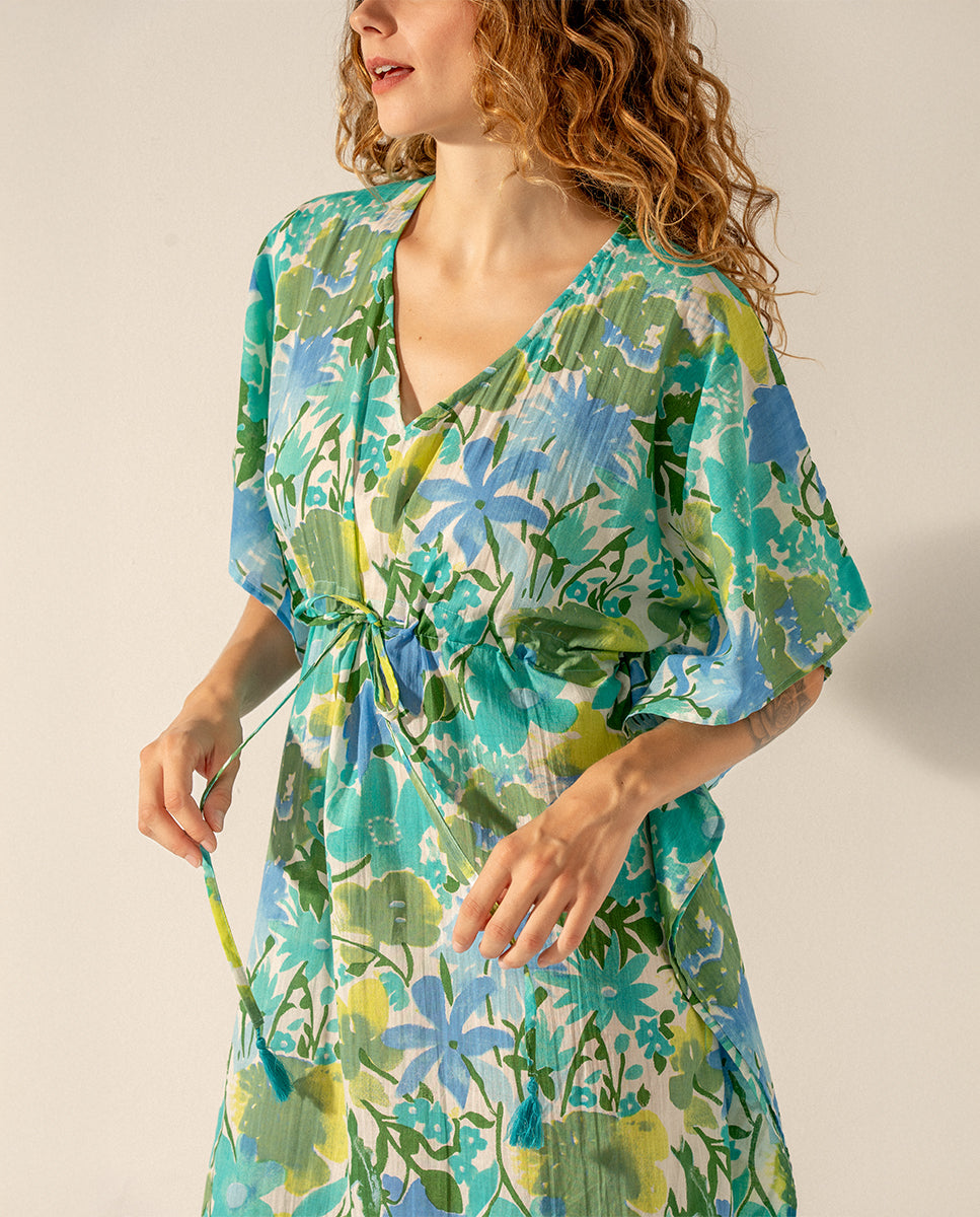 abbacino-caft-n-de-algod-n-estampado-floral-verde image 4