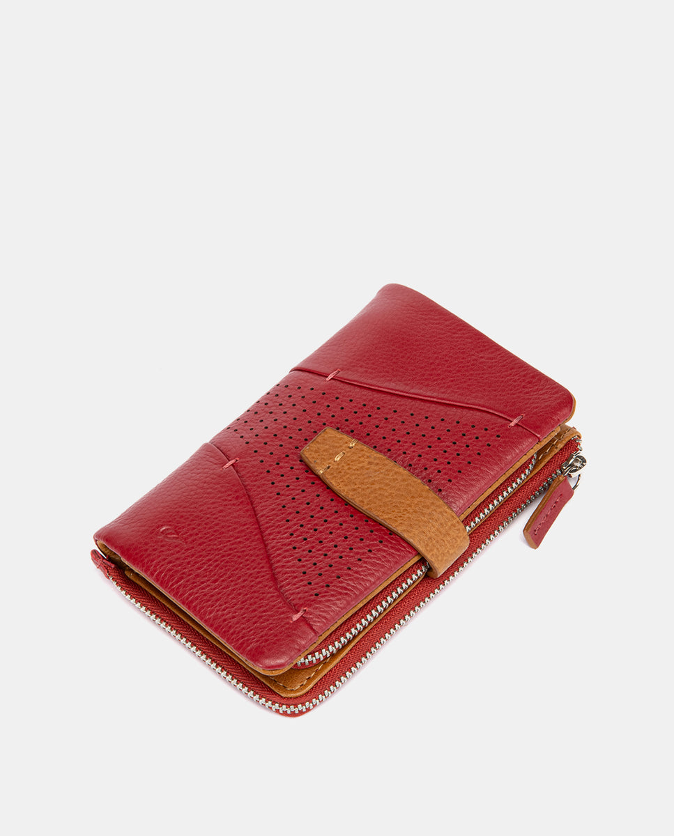 abbacino-cartera-mediana-mujer-piel-roja-troquelada image 5