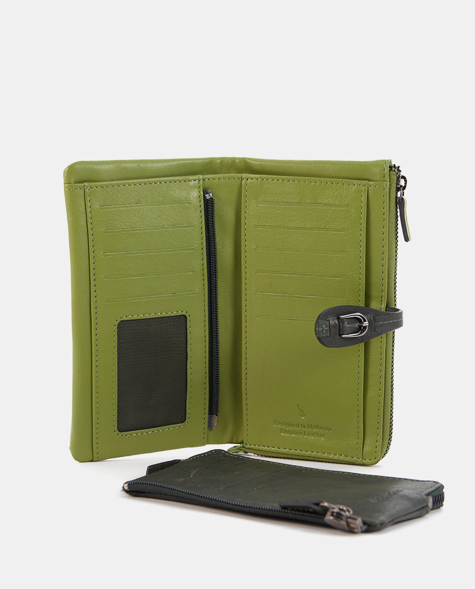 abbacino-cartera-grande-piel-verde-con-hebilla image 6