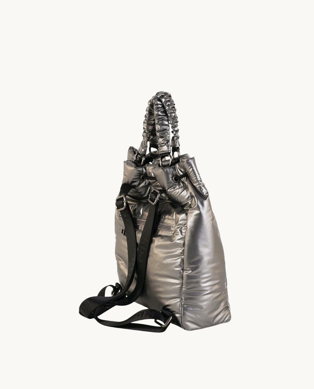 kbas-mochila-de-nylon-metalizado-plata-28x13x33-cm-cierre-im-n-y-saco image 2