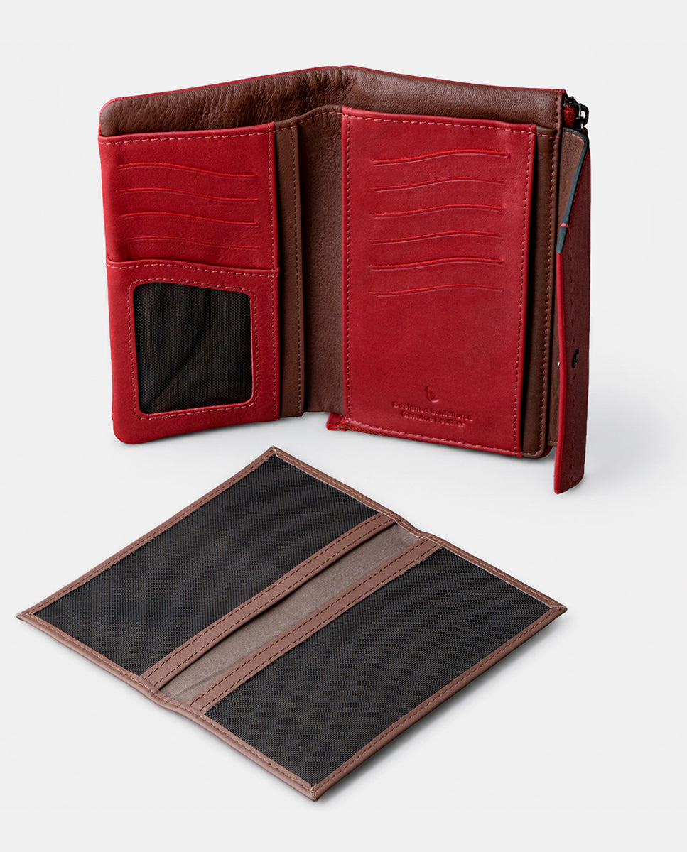abbacino-cartera-grande-piel-roja-con-monedero image 8