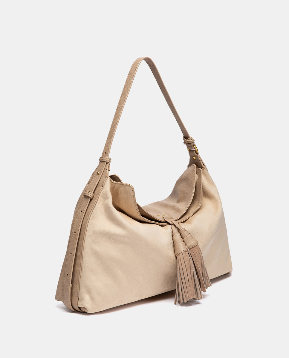 bolso-de-hombro-abbacino-antelina-reciclada-beige-con-borlas image 2