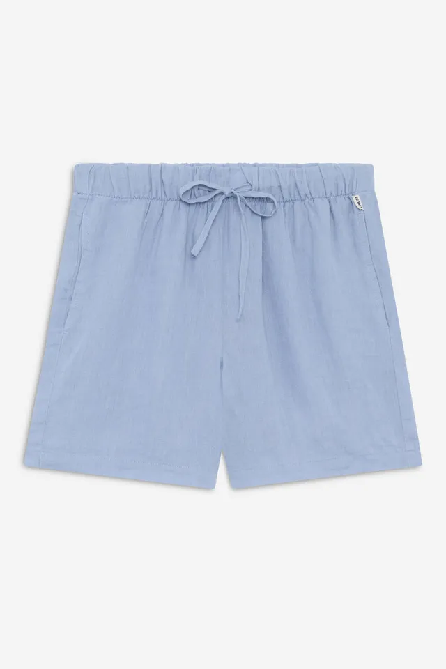 short-eras-azul-de-ecoalf-100-lino-con-cintura-el-stica image 1