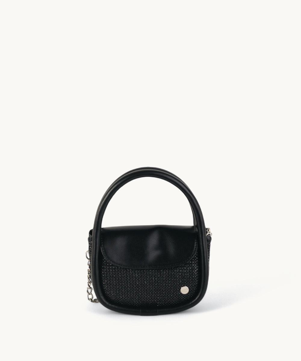 kbas-coctail-celina-bolso-de-mano-pu-y-rafia-negro image 2