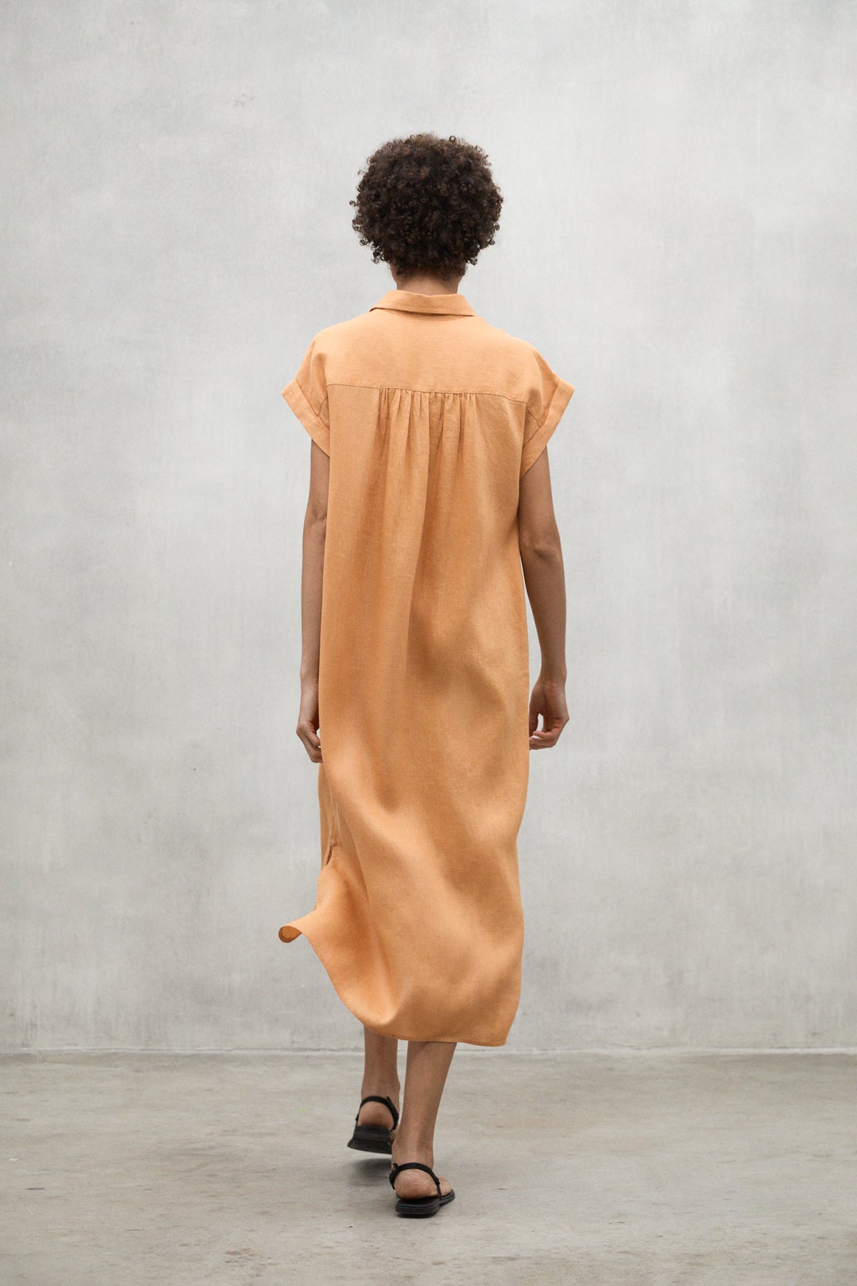 ecoalf-vestido-amatista-naranja-de-mujer-20-lino-reciclado-fit-holgado-vegano image 2