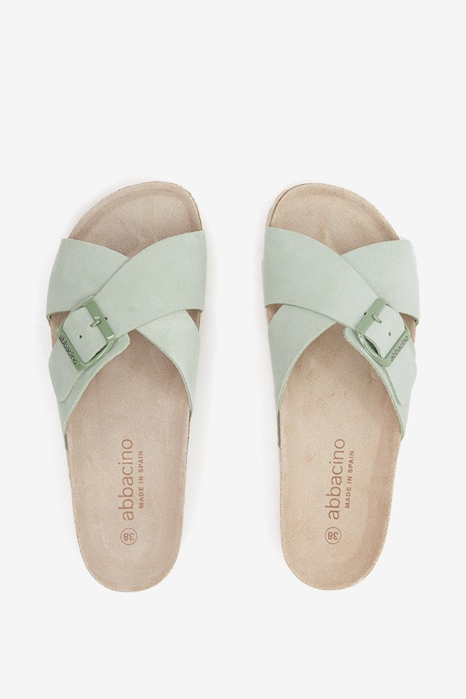 abbacino-sandalia-plana-mujer-hebilla-verde-serraje image 6