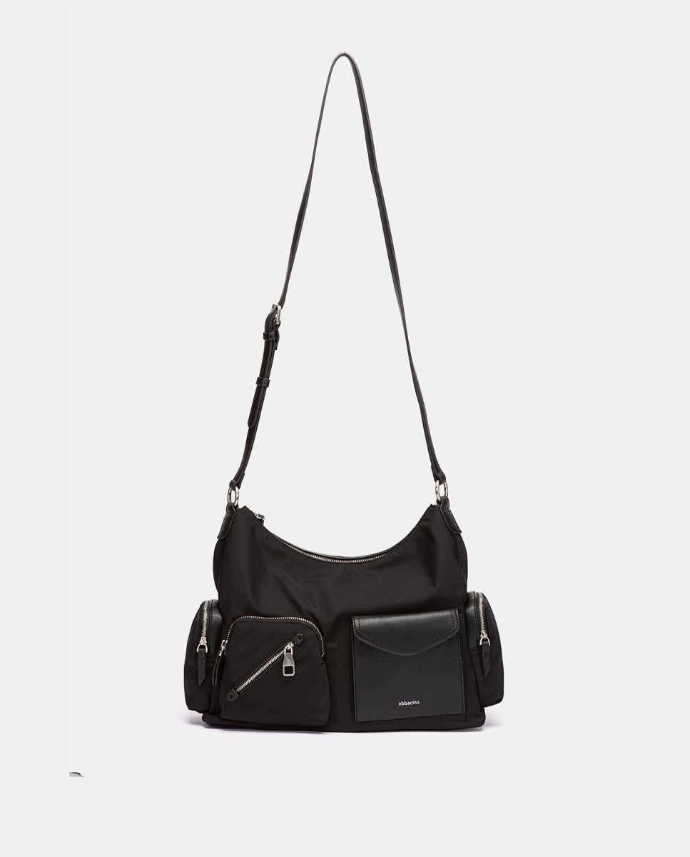 abbacino-bolso-de-hombro-hobo-negro-en-tejido-reciclado image 4
