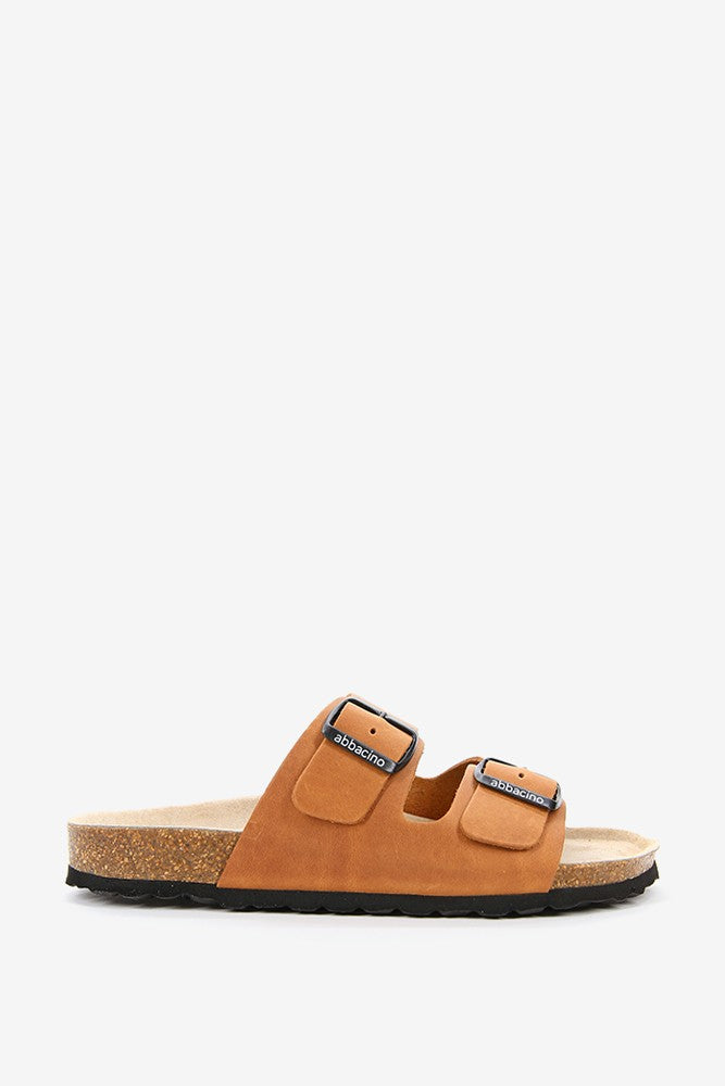 abbacino-sandalia-plana-mujer-cognac-piel-hebillas-bio image 1