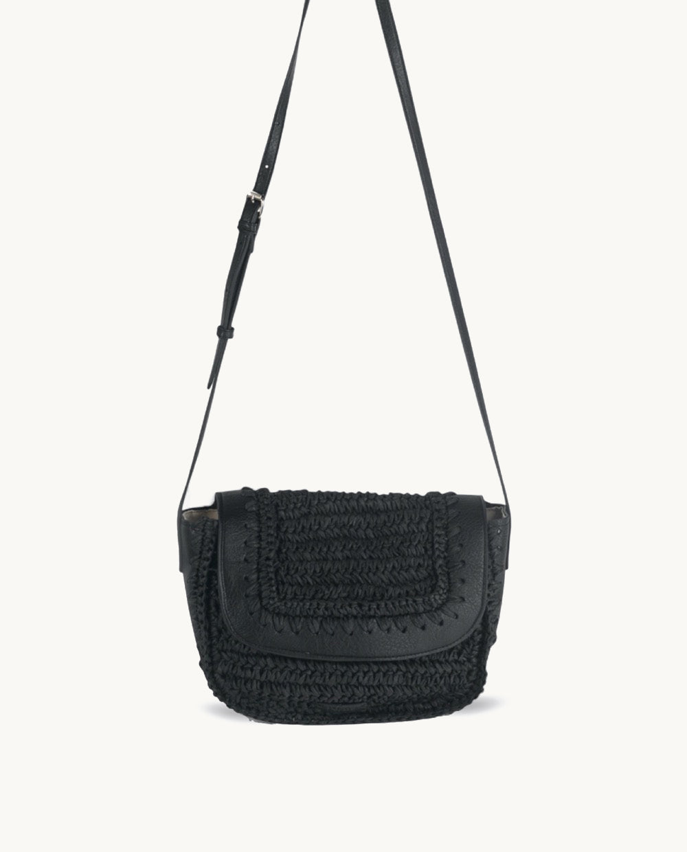 bandolera-de-fibra-natural-kbas-con-cremallera-color-negro-rebajas-ss26 image 1