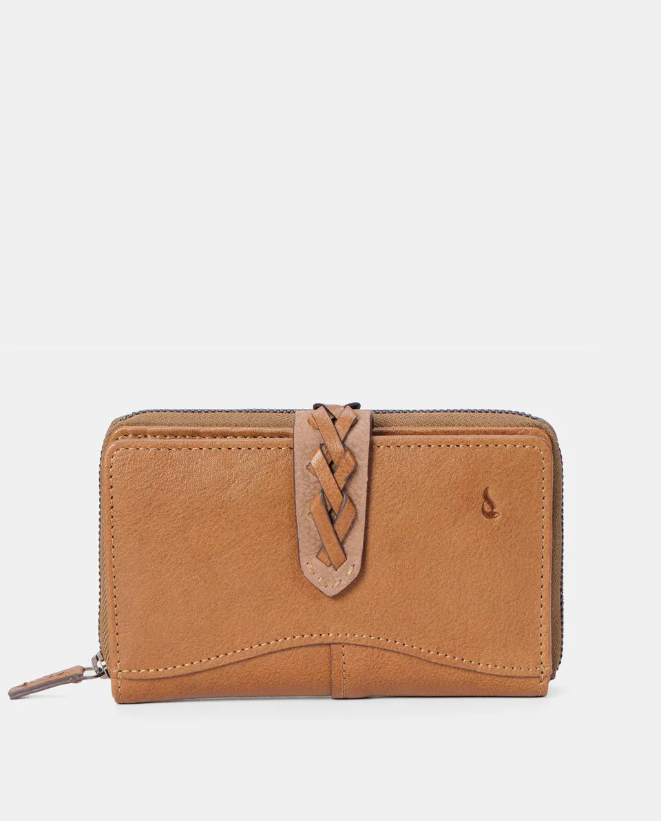 abbacino-cartera-mediana-verde-de-piel-con-trenzado image 1
