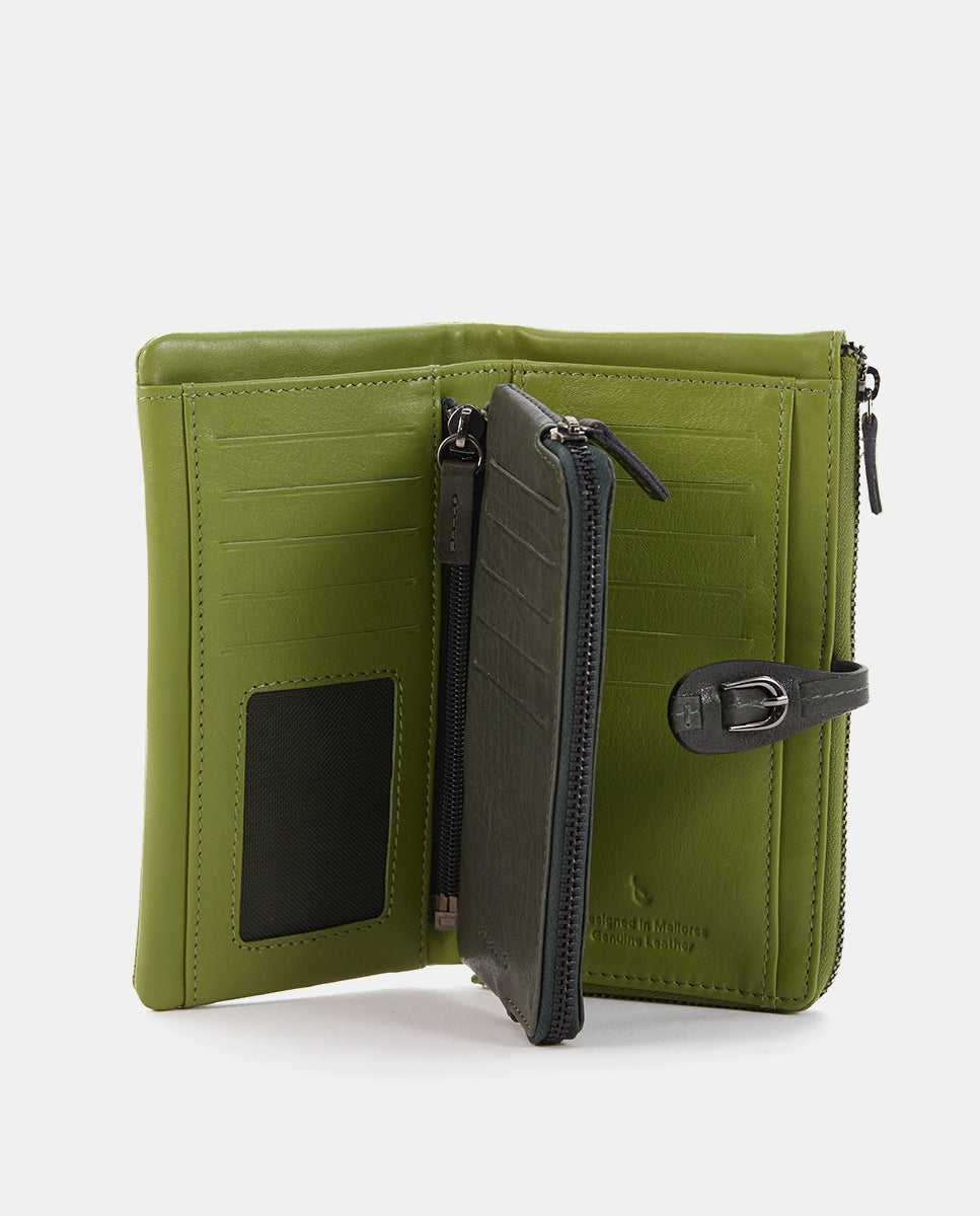 abbacino-cartera-grande-piel-verde-con-hebilla image 2