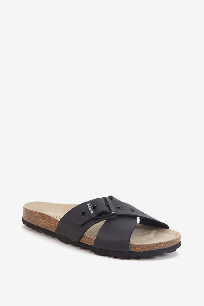 abbacino-sandalia-plana-cruzada-serraje-negro-con-hebilla image 4