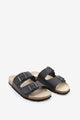 sandalias-planas-de-mujer-abbacino-de-piel-negra-con-hebillas image 2