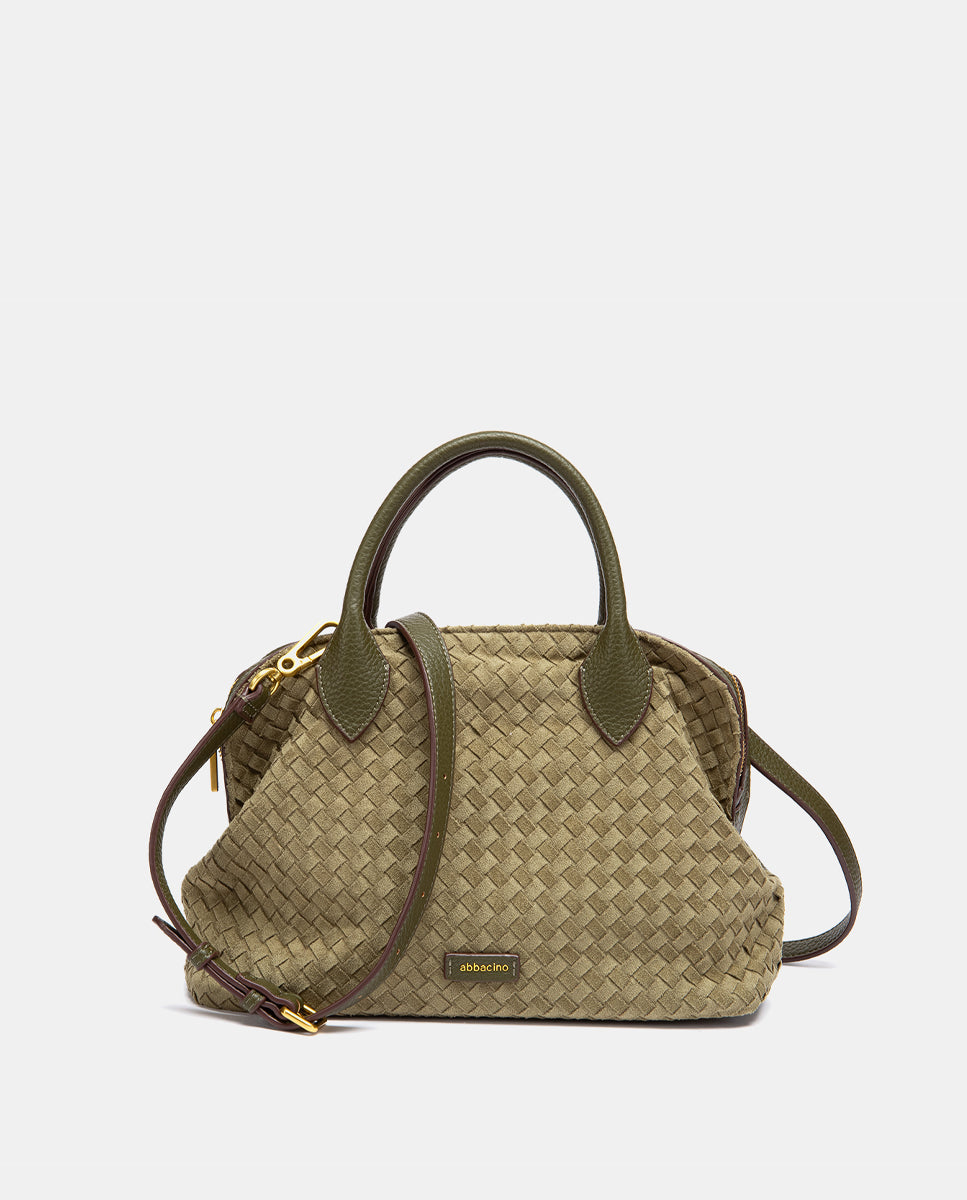 abbacino-bolso-de-mano-verde-trenzado-de-antelina-con-bandolera image 4