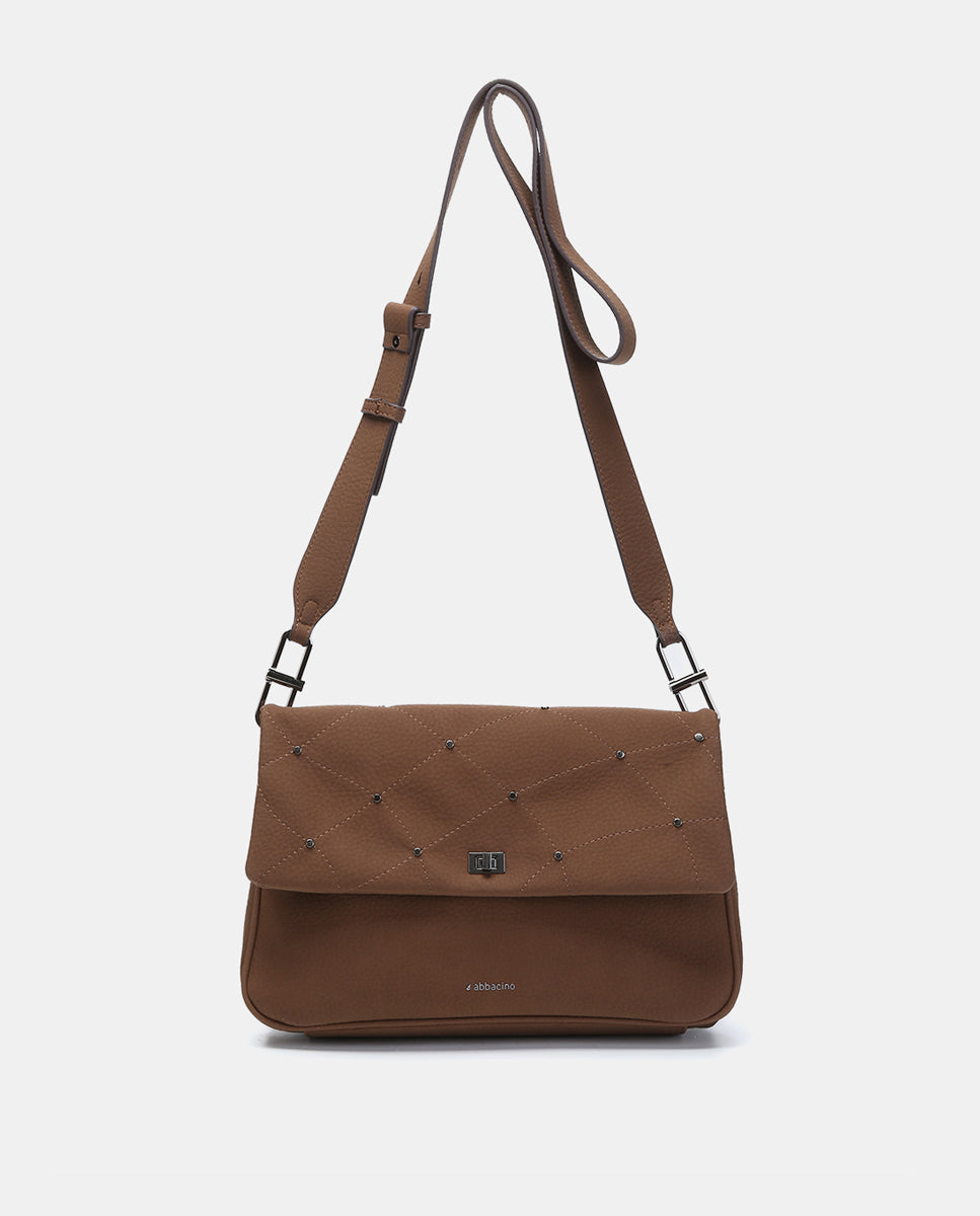 abbacino-bolso-de-hombro-marr-n-en-materiales-reciclados-con-solapa image 4