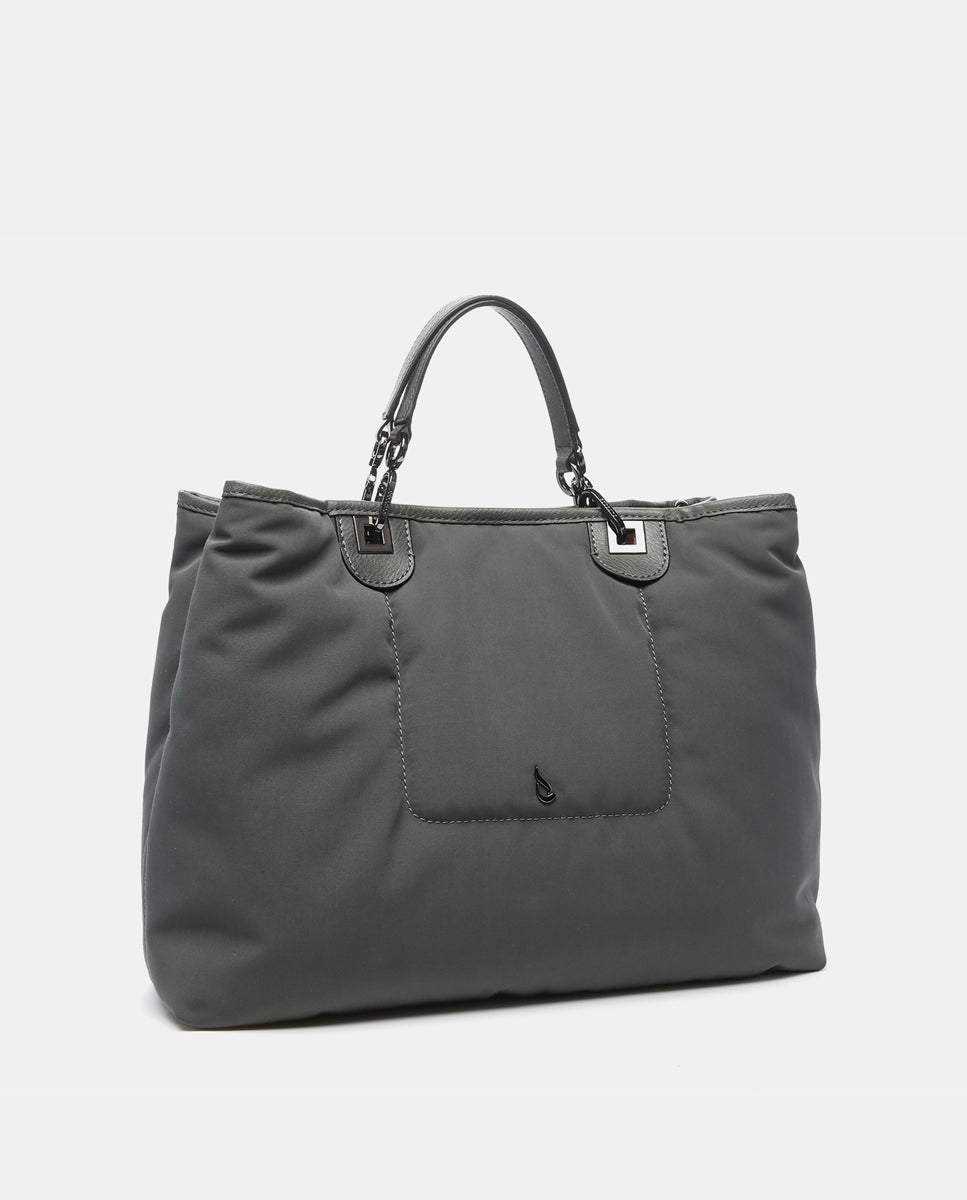 abbacino-lady-bag-bolso-de-mano-grande-de-nylon-gris image 2