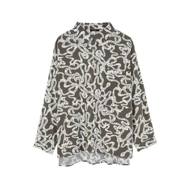 parfois-camisa-oversize-estampada-mujer-caqui image 1