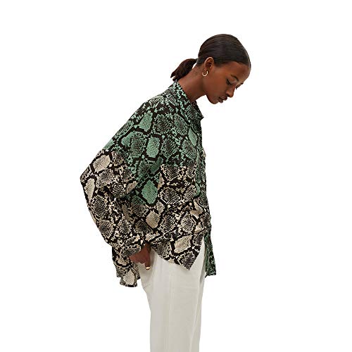 parfois-camisa-fluida-verde-estampado-serpiente-para-mujer image 8