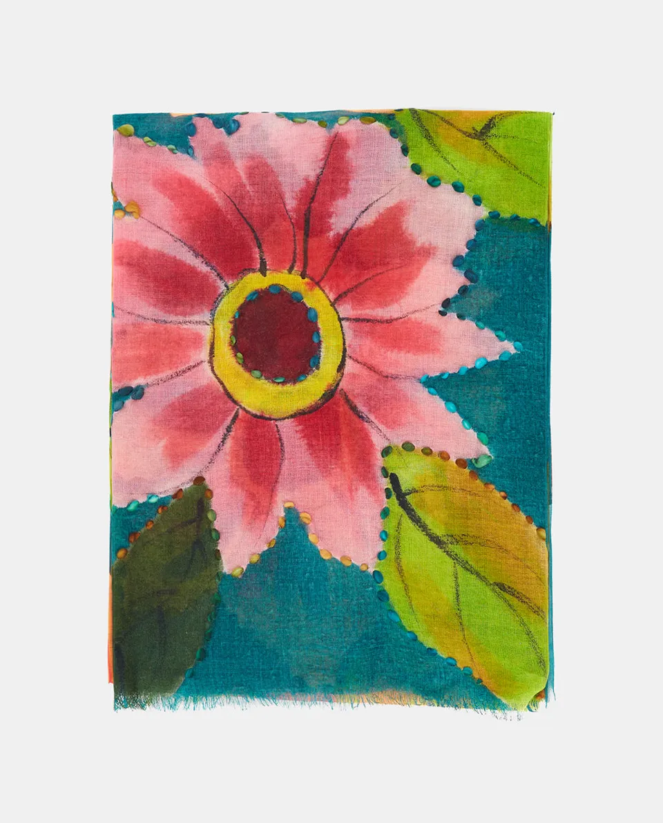 abbacino-pa-uelo-de-lana-estampado-floral-verde-mujer image 1