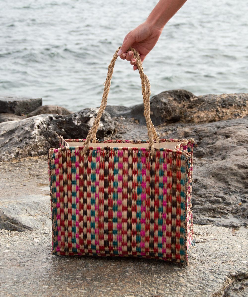 kbas-bolso-seagrass-multicolor-capazo-de-fibra-natural-para-el-d-a-a-d-a image 2