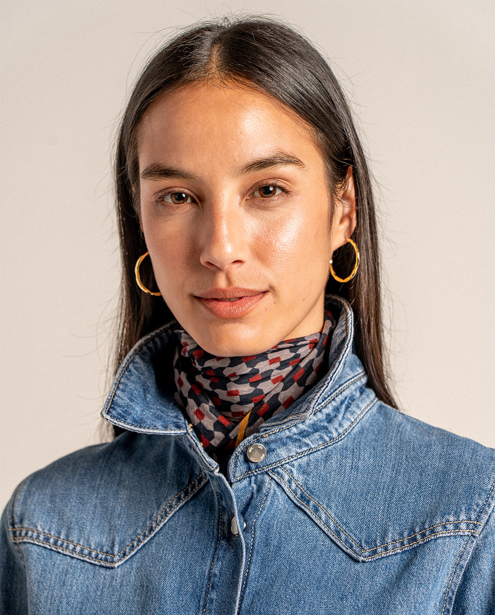 abbacino-bandana-de-seda-burdeos-con-estampado-geom-trico image 4